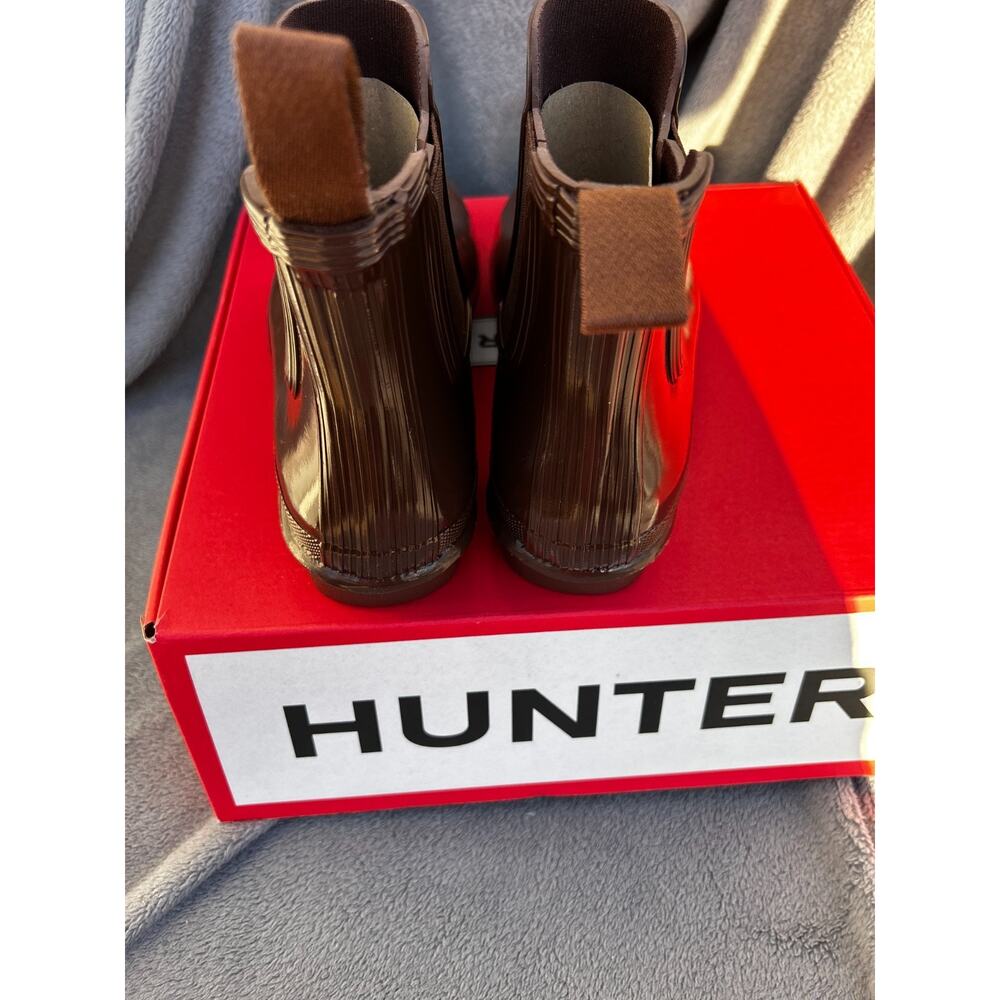 Hunter Original Chelsea Gloss Women’s 7 Brown Bolt Boots WFS2078RGL New in Box - Picture 4 of 8